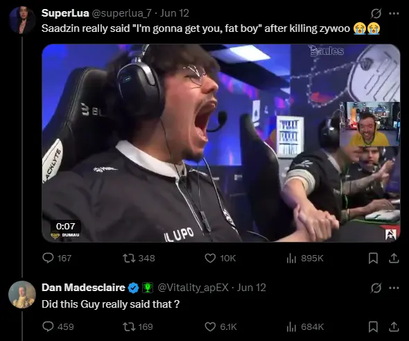 Viral tweet with a translated quote from a CS2 player