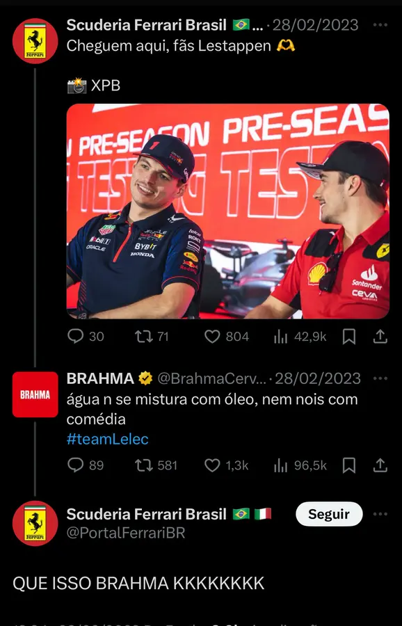 Brahma replying to Scuderia Ferrari Brasil