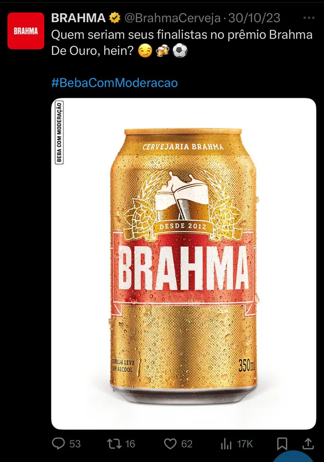 Brahma post about Copa do Brasil finalists