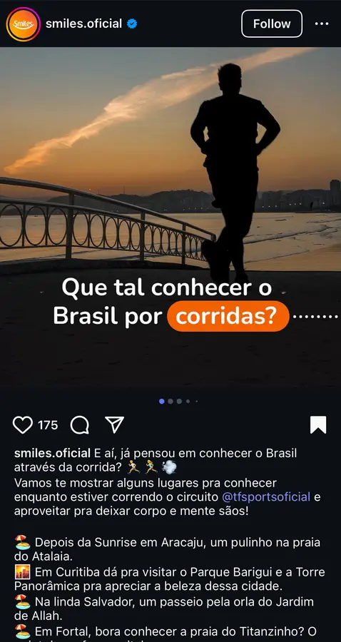 Smiles travel guide post about running routes in Brazil